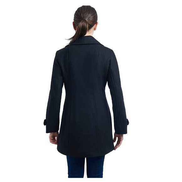 NWT Anne Klein Women's Classic Double-Breasted Coat Size S, Black, $200 3D33 - Picture 4 of 4